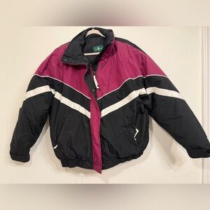 VINTAGE HUNT CLUB DOWN FILLED BLACK MAROON SKI JACKET SZ XL